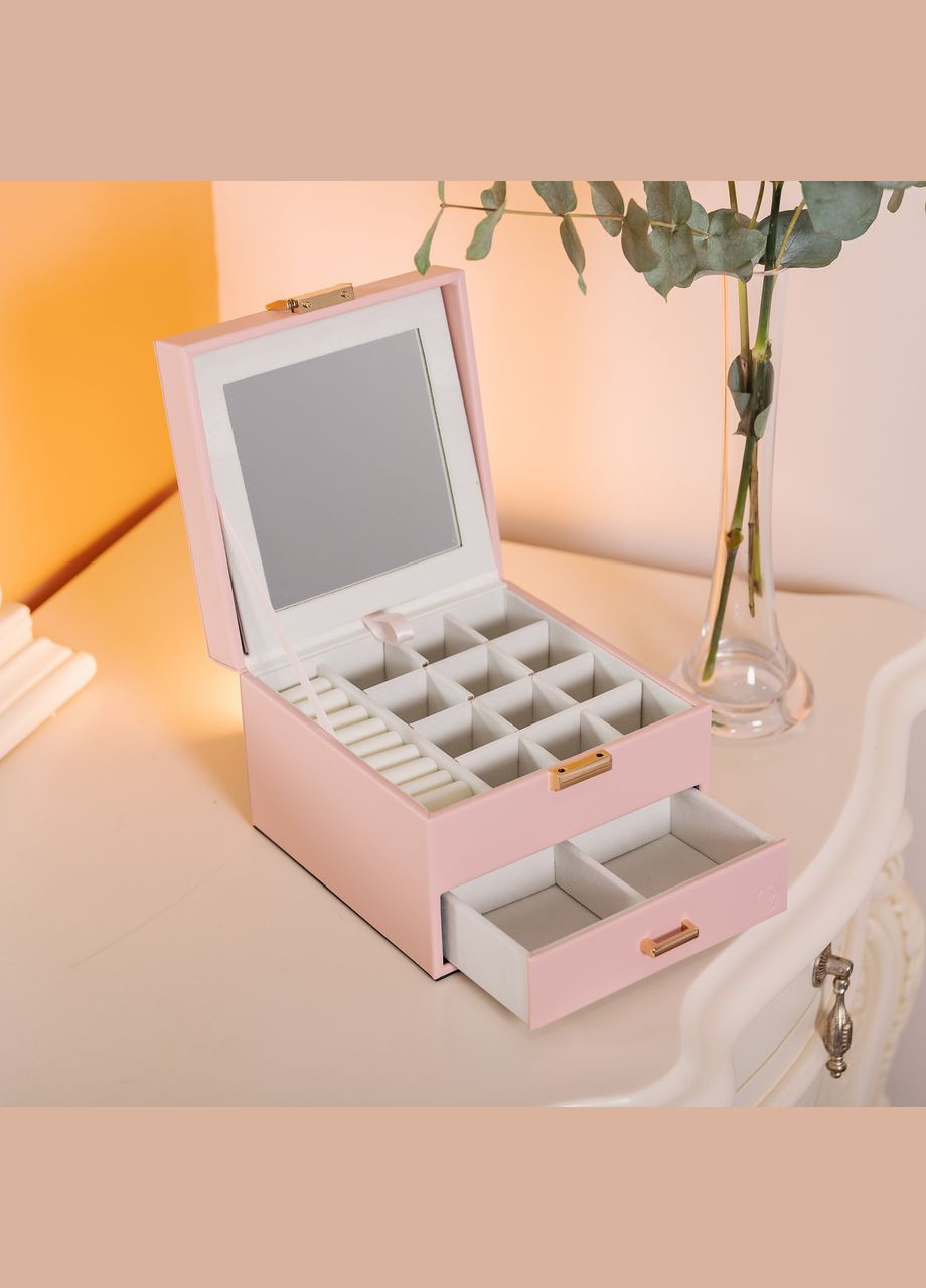 Скринька для прикрас з еко шкіри 2 яруси органайзер для ювелірних виробів HP-5-2P Yiwu (325922813)