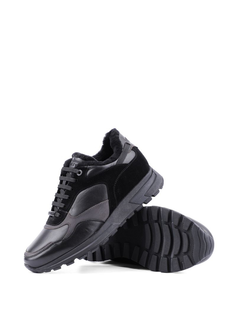 Черные зимние мужские кроссовки 0587a-101-a8/x12/ms37m черная кожа MIRATON