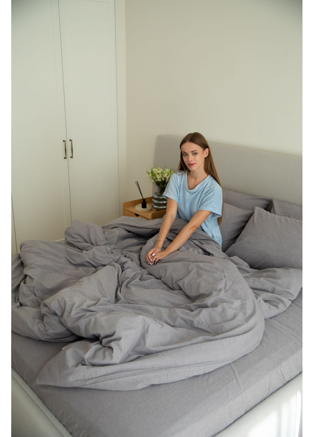 Постельное белье вареный хлопок "Белый" Семейный, Классическая простыня, наволочки 50х70 IN.HOME_UA (371141827)