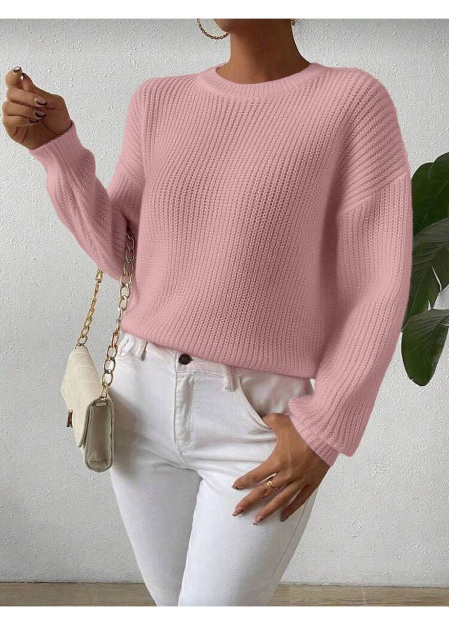 Розовый демисезонный свитер акрил+шерсть No Brand