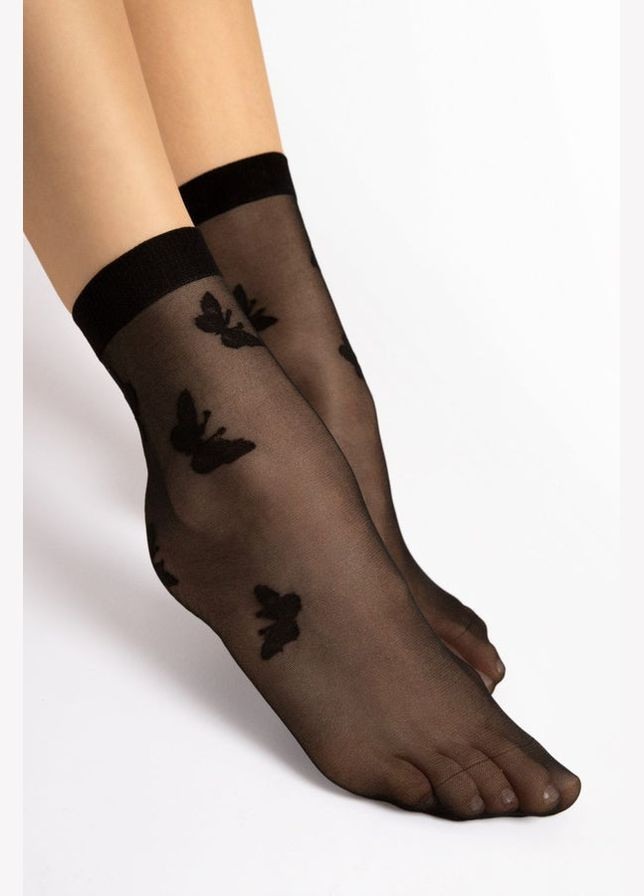 Прозорі шкарпетки з візерунком Fiore summer g1166 black (черный) (292301150)