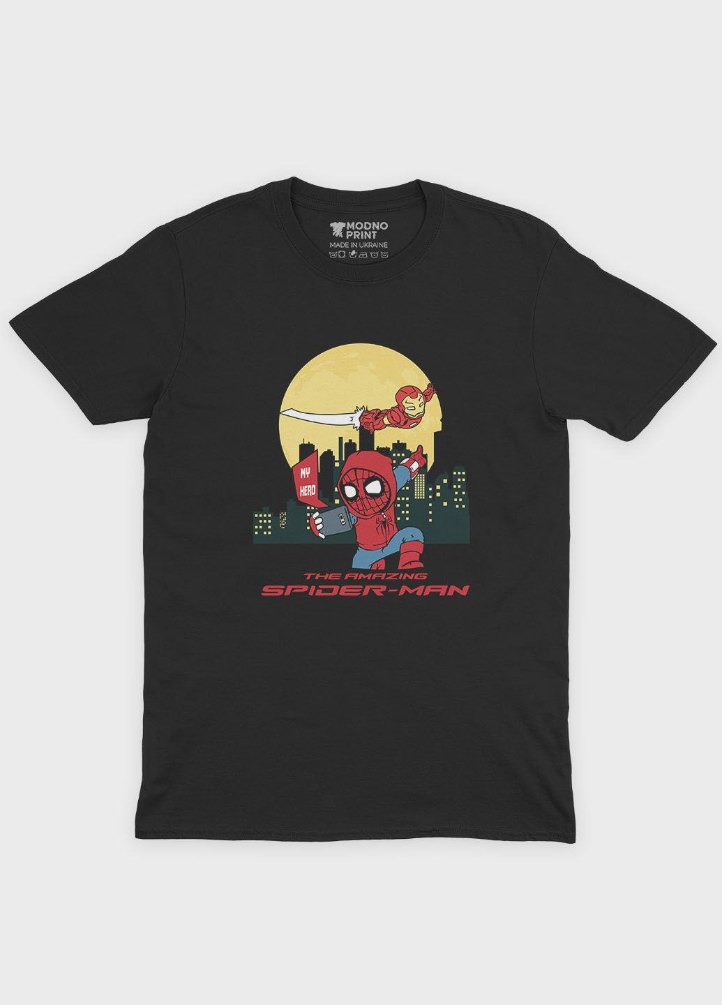 Черная мужская футболка с принтом супергероя - человек-паук (ts001-1-bl-006-014-058) Modno