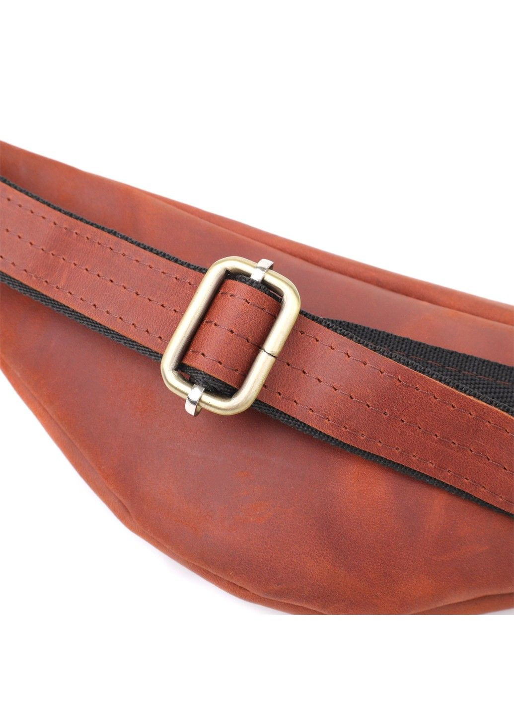 Чоловіча практична бананка з натуральної вінтажної шкіри 23131 Рудий Shvigel (335007574)