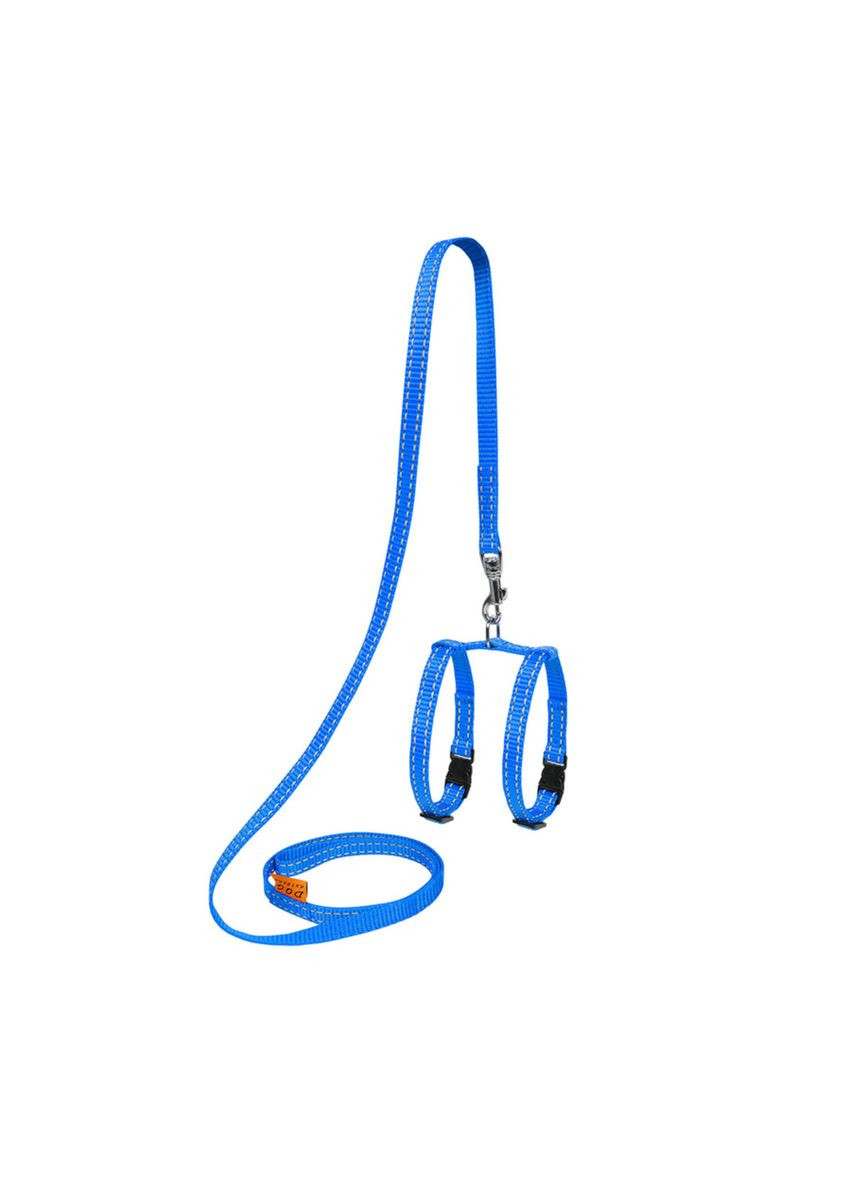 Шлей нейлонова регульована з повідцем для мор.свинок декор. щур 10мм В:12 Блакитний Dog Extreme (279562724)