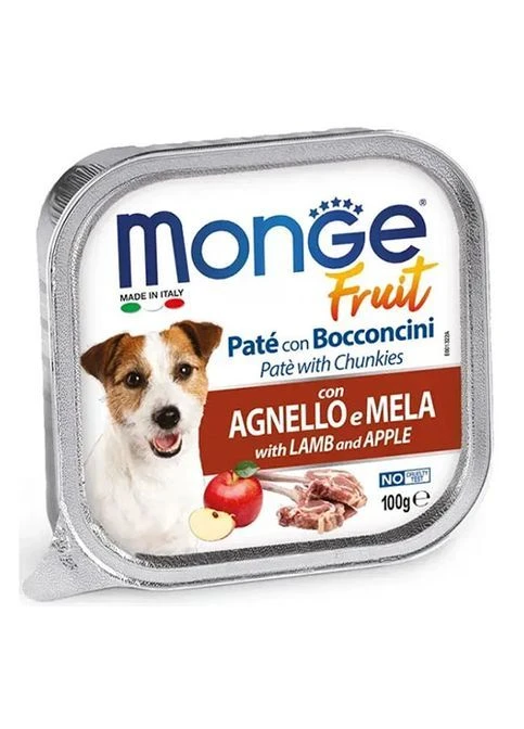 Вологий корм для собак Dog Wet FRUIT ягня з яблуком 100 г Monge (381926328)