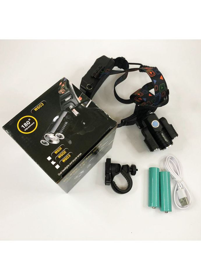 Гарний ліхтарик для риболовлі W602-T6-2XPE Bike, Ліхтарик на голову EK-370 на батарейках Bailong (352770460)