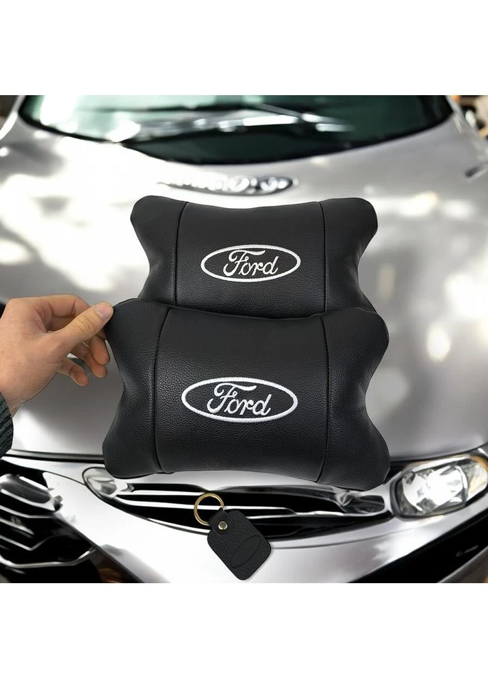 Набір автомобільних подушок 2шт для Ford, натуральна шкіра, стильні підголовники для зручної поїздки Форд Ford Motor Company (401010201)