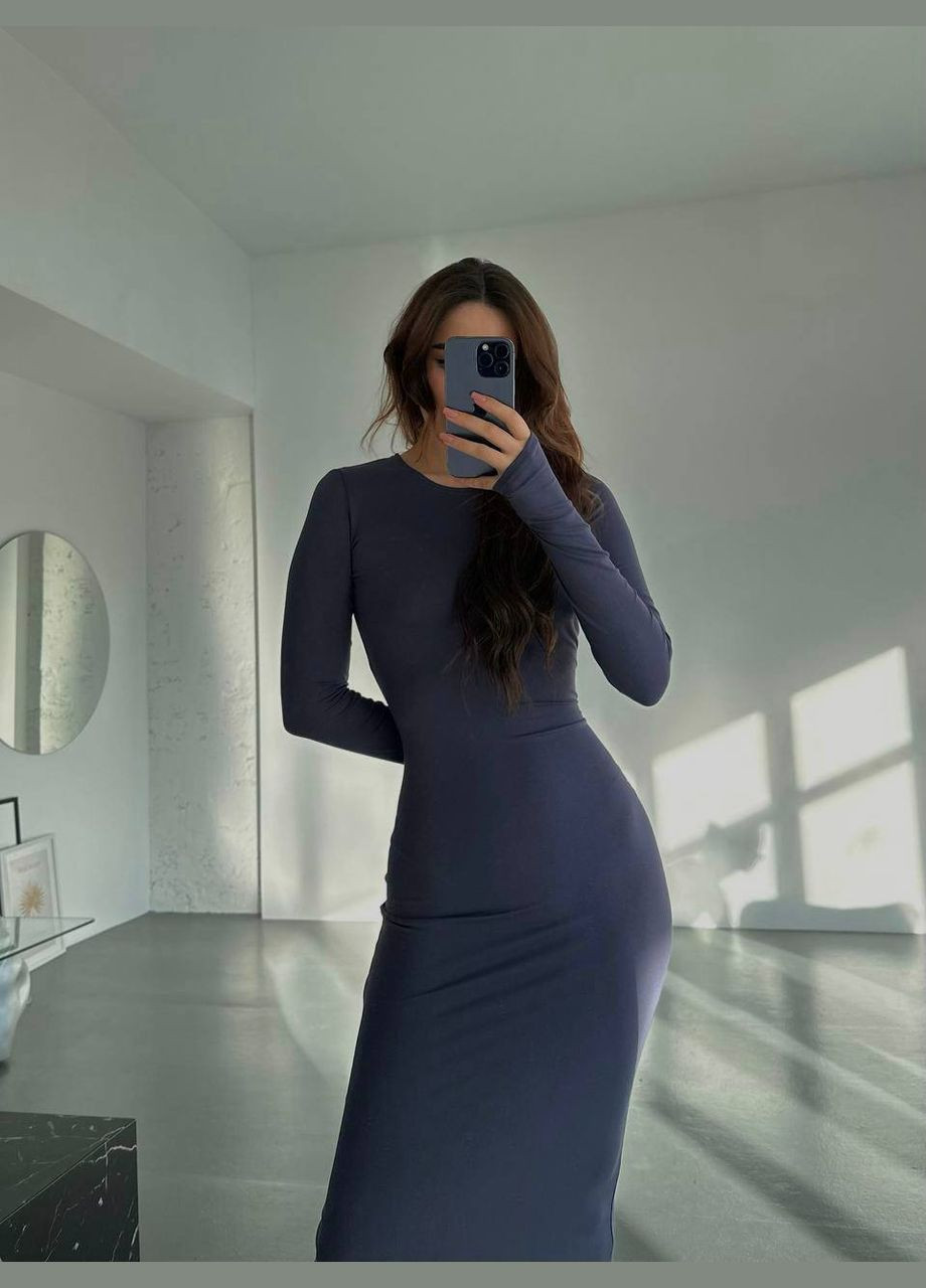 Графитовое повседневный платье футляр Garna однотонное