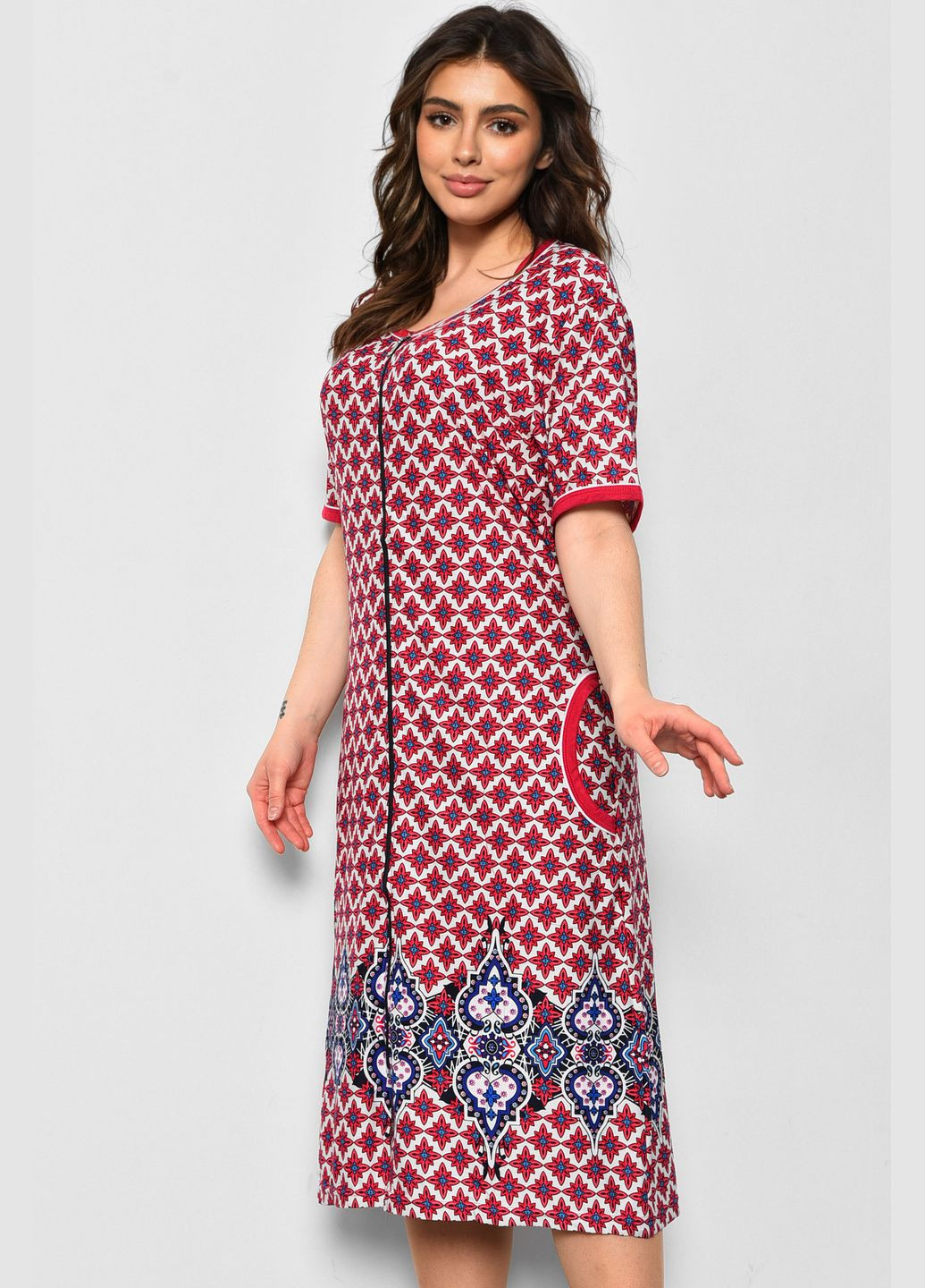 Халат жіночий напівбатальний літній червоного кольору Let's Shop (284667505)