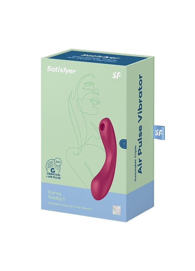Вакуумный стимулятор с вибрацией Satisfyer Curvy Trinity 1 Red, игрушка 3в1 No Brand (366877302)