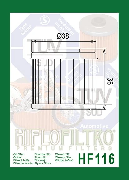 Фільтр оливний (HF116) HiFlo Filtro (340274576)