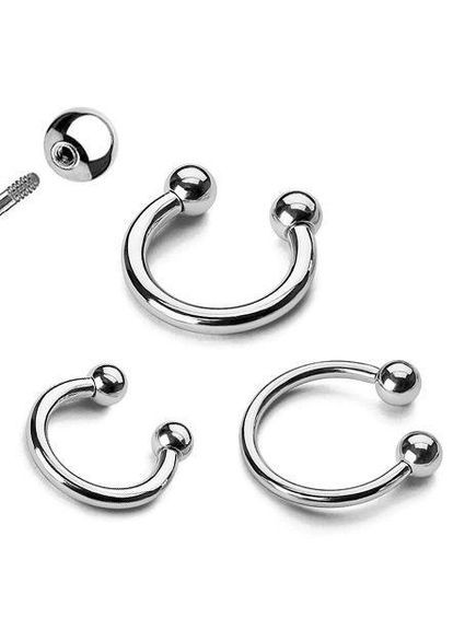 Циркуляр (підкова) із зовнішнім різьбленням із титану T23H-141144 для септуму, вуха, брови, носа (1,6мм 11мм) Spikes (333698226)