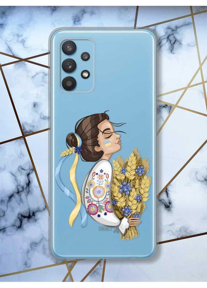 Прозорий чохол на Samsung Galaxy A32 патріотичний дизайн Українка з колосками принт 172 Creative (359497323)