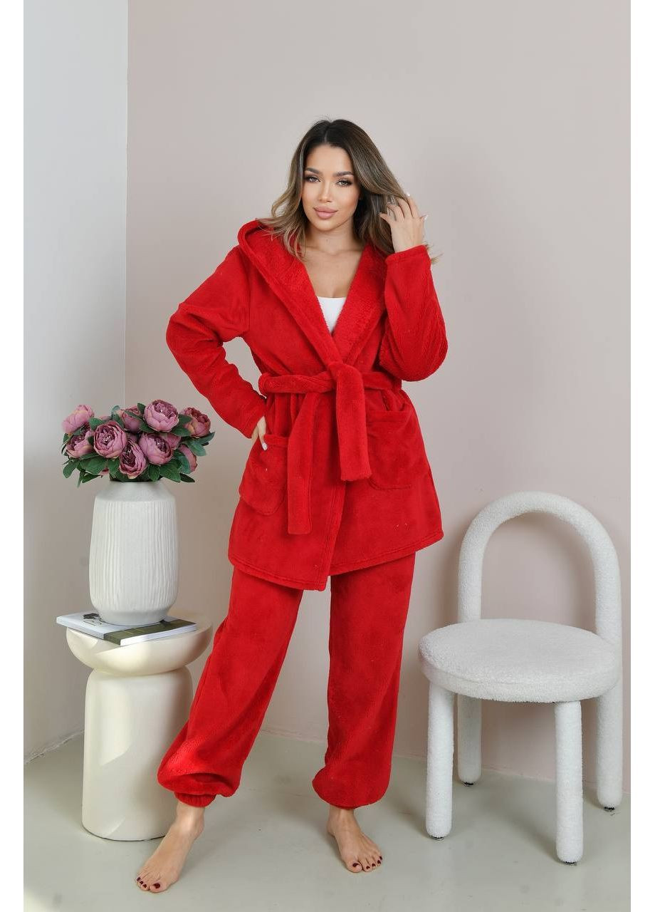 Алая женская махровая пижама Osoblyva