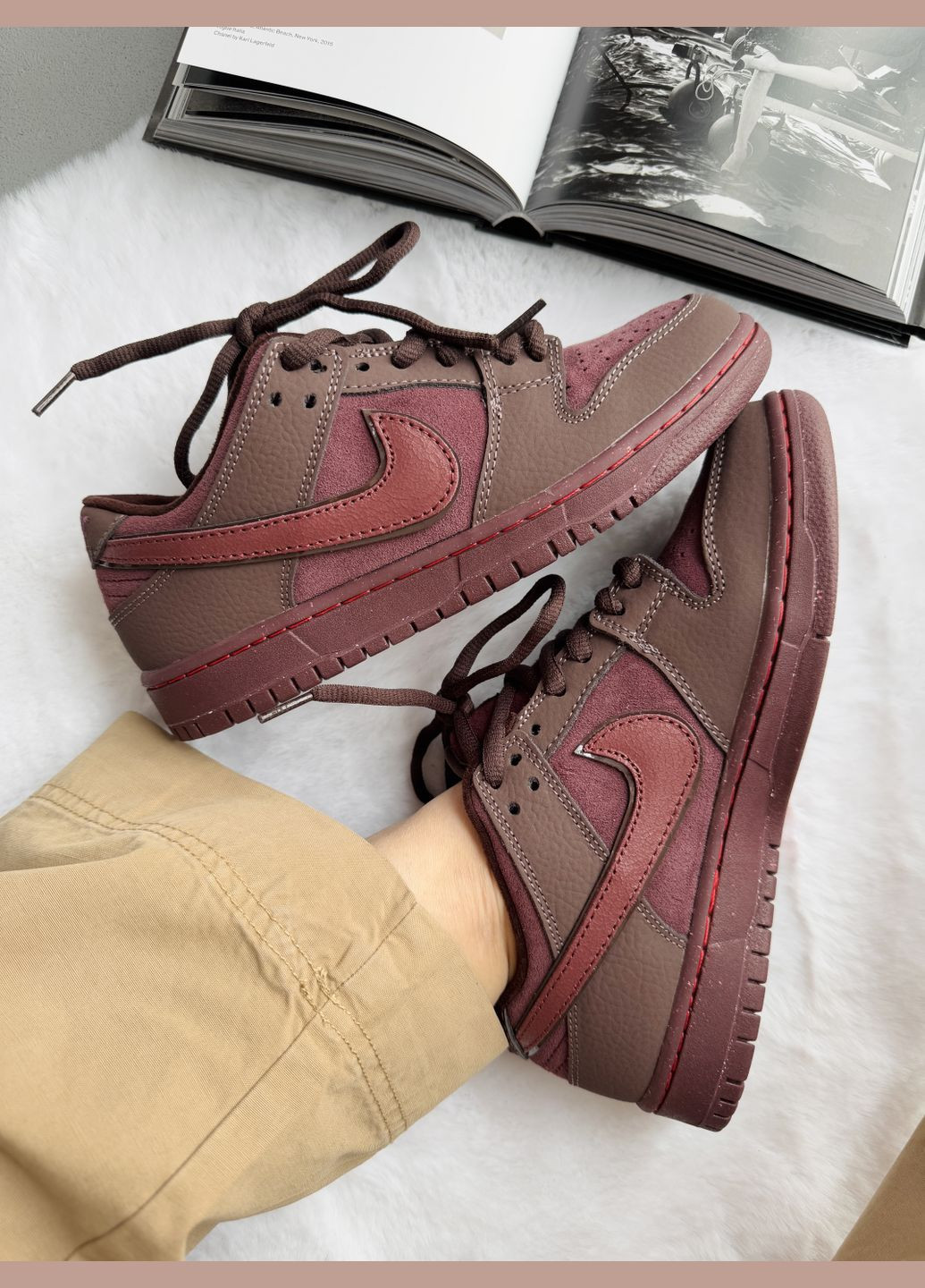 Бордові Осінні кросівки чоловічі і жіночі nike sb dunk low bordo brown | найк сб данк низькі бордові коричневі No Brand