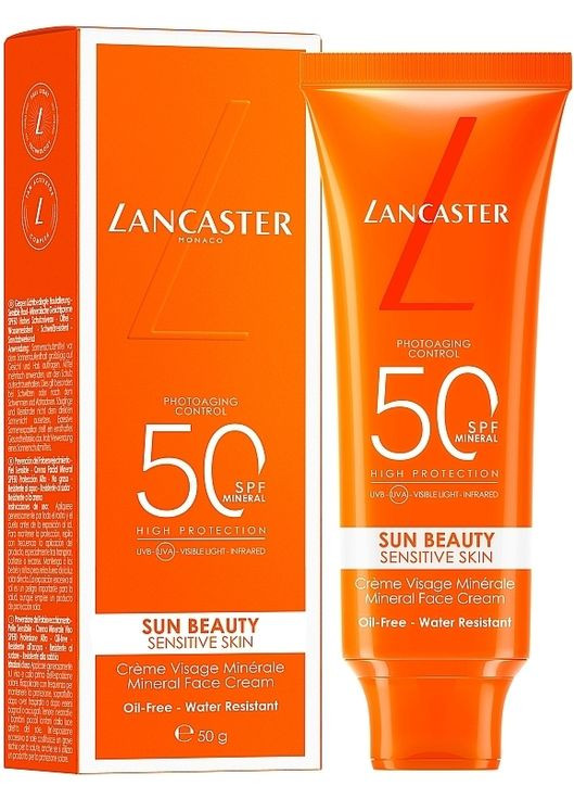 Сонцезахисний водостійкий крем для обличчя для чутливої??шкіри Sun Beauty Mineral Face Cream SPF50 50ml (1429202-31900030) Lancaster (368655639)