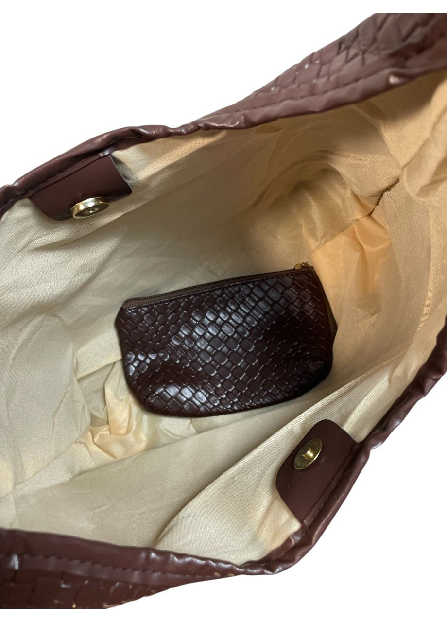 Женская сумка-шоппер Lorian с косметичкой на молнии в комплекте из искусственной кожи коричневая LR 3833 BN No Brand (366880393)