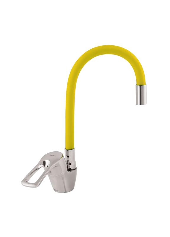 Змішувач для кухні YUB 181 з жовтим гнучким виливом — одноважільний змішувач для кухні з гнучким виливом, жовте покриття Zerix (334003471)