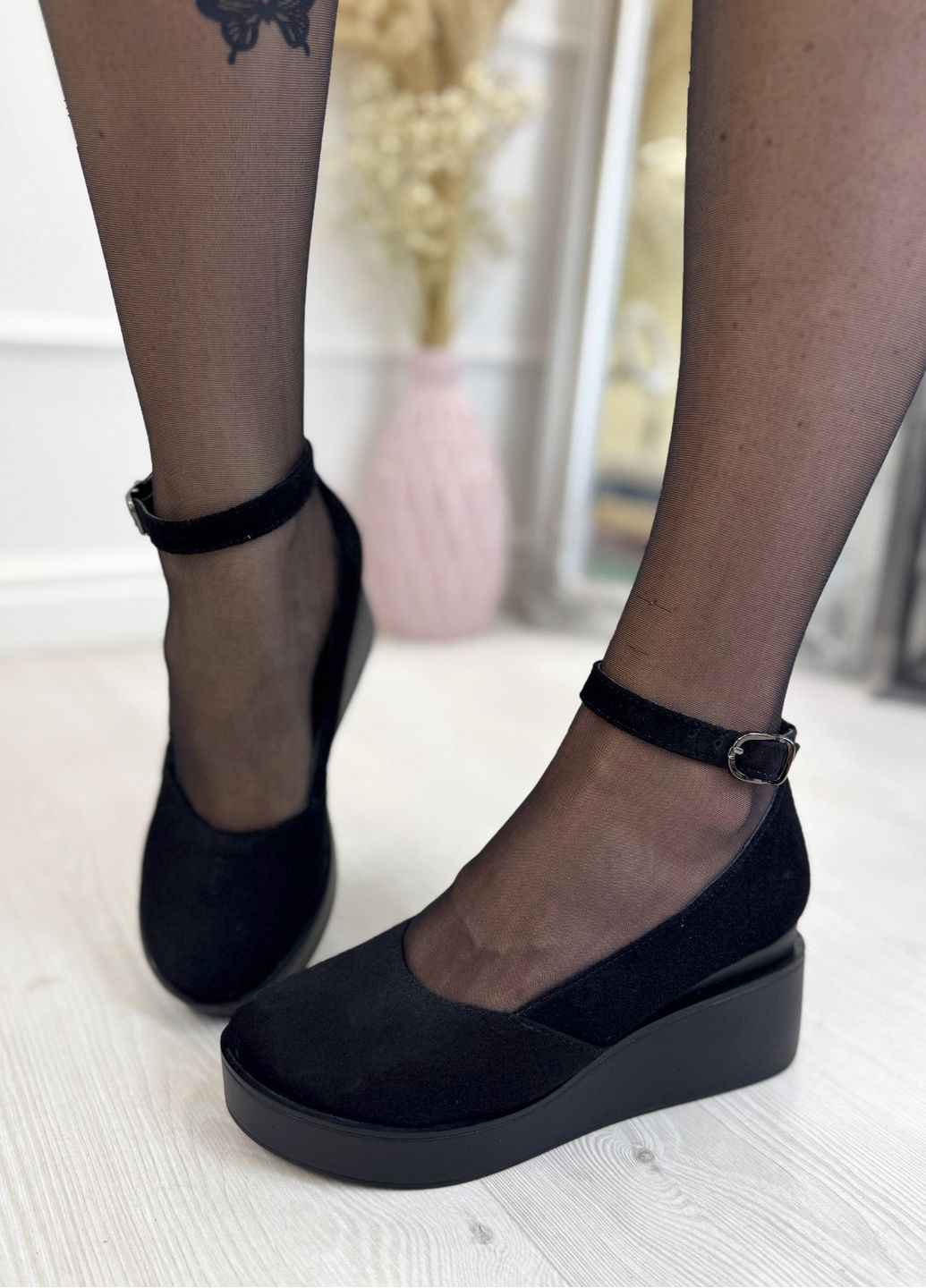 Vasha para Туфли женские замшевые на платформе. Цвет черный черный з натуральная замша, украина — (350880156)
