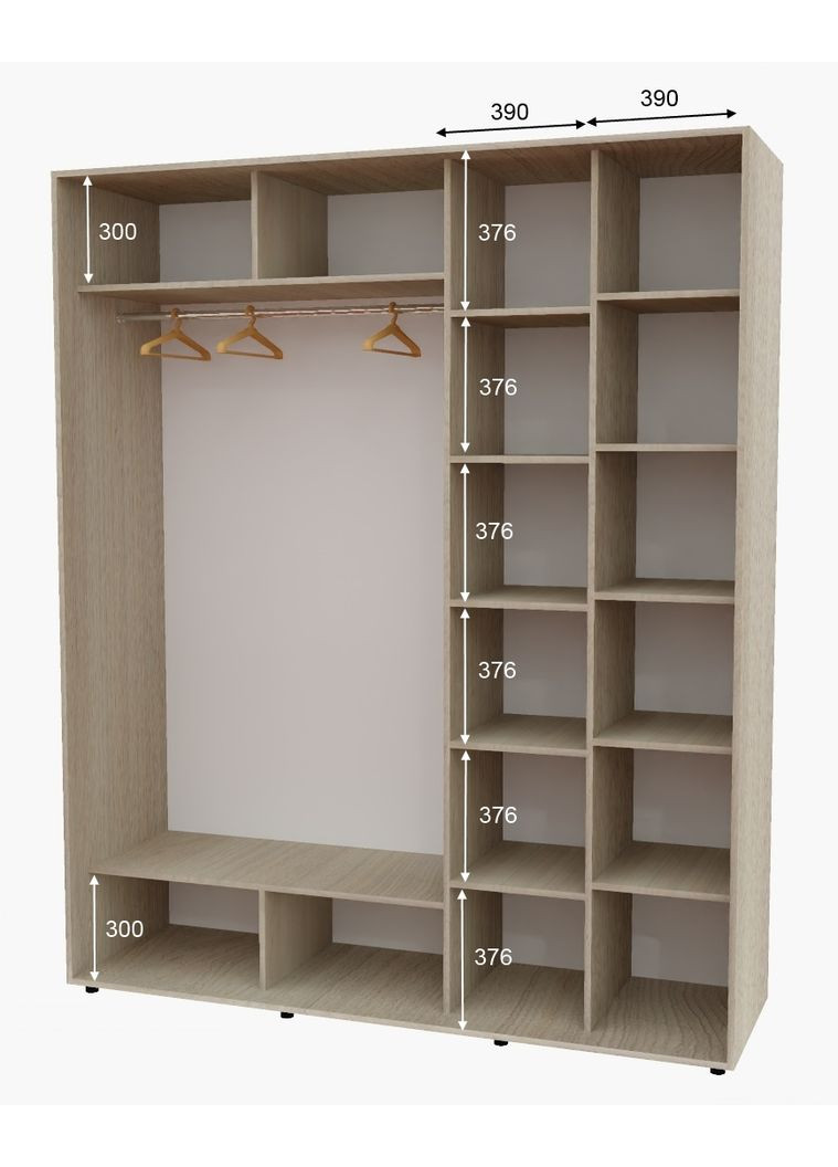 Шафа-купе дводверна 200*60*250 Дуб Шамони світлий Дзеркало з піскострумним малюнком Алекса (360461375)