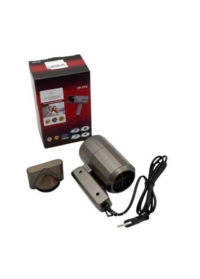 Фен для сушіння волосся CB-2315 мережевий дорожній фен складна ручка 3000 Вт Сірий Crownberg (330243141)