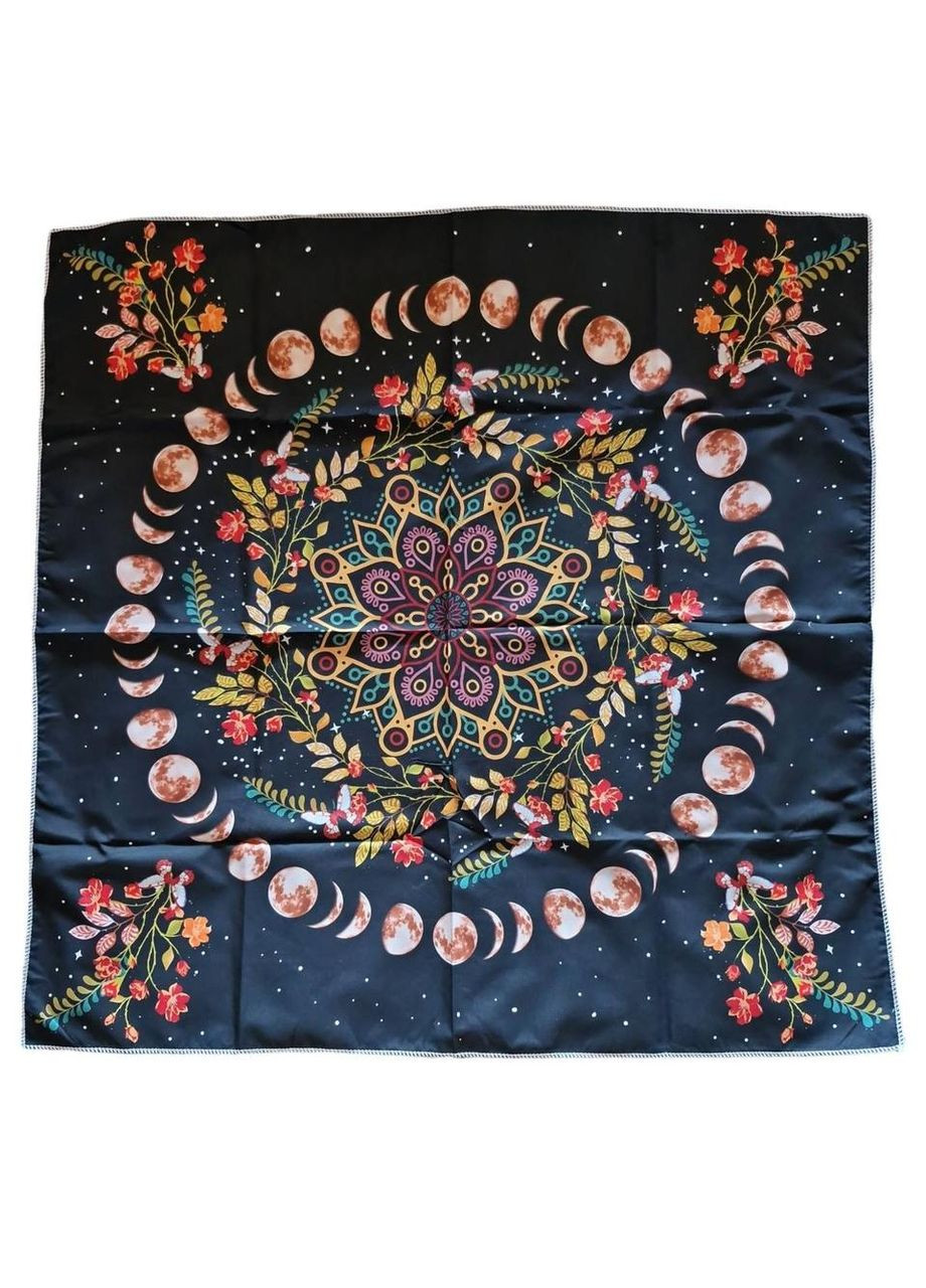 Скатерть для гадания на Таро, рунах Цветок с фазами луны 75 см на 75 см No Brand (366653024)