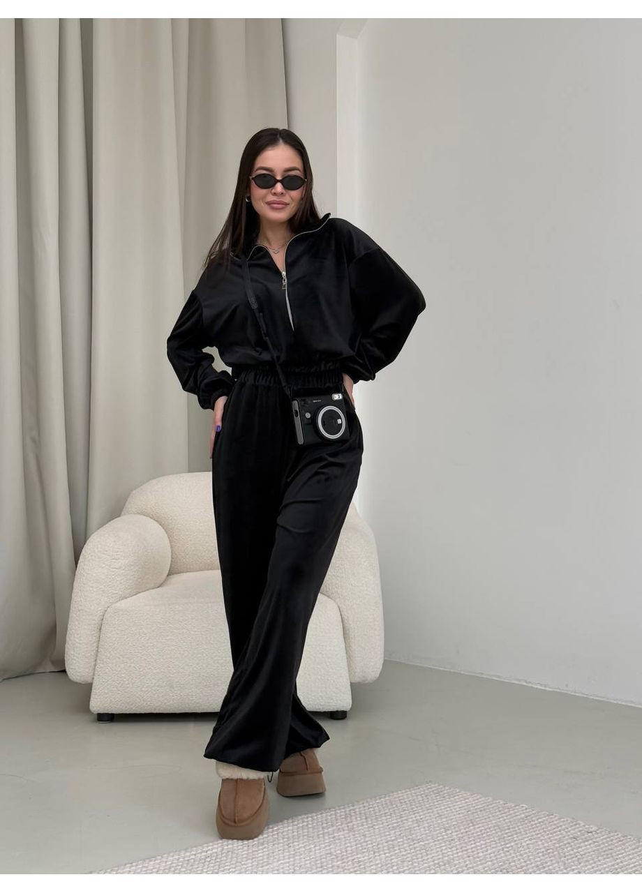 Комбинезон 372 из велюра премиального качества Турция Україна чёрный