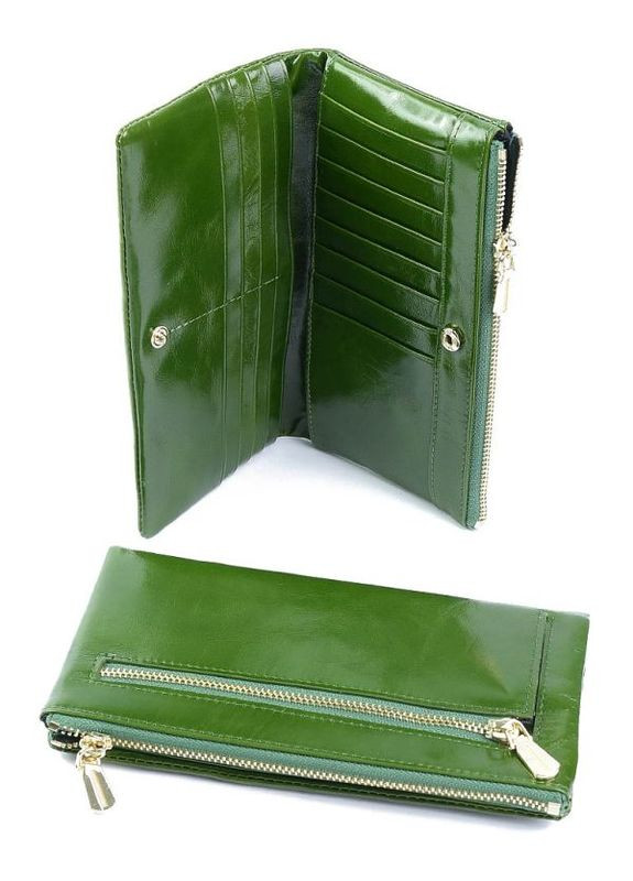 Кожаный женский кошелек зеленый No Brand (294629339)