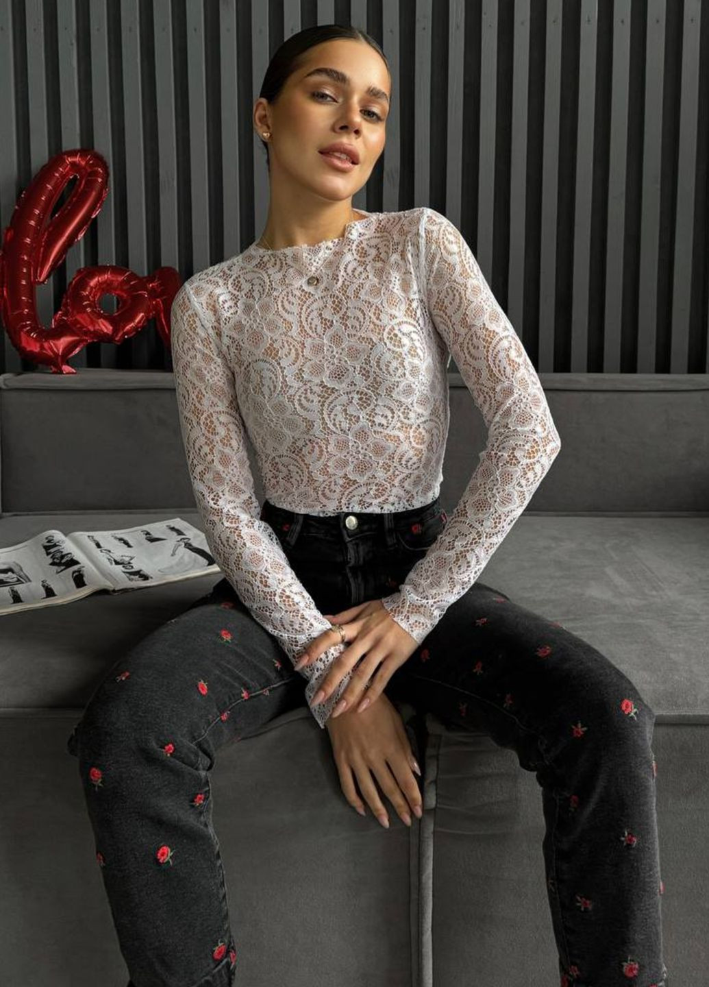 Гіпюровий лонгслів з довгими рукавами Tik-Tak (328408520)