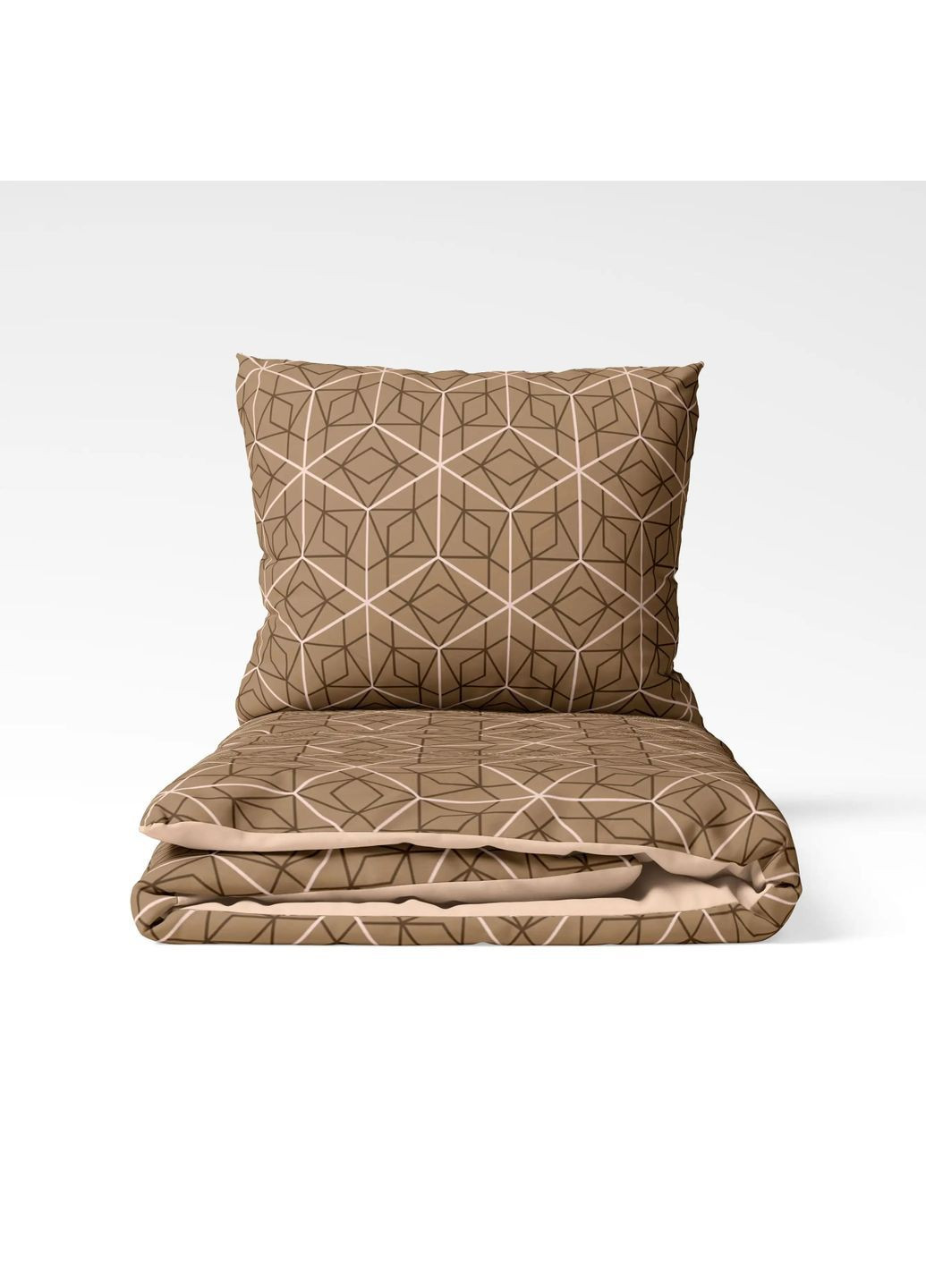 Двоспальний комплект постільної білизни Ранфорс з наволочками 70*70 см, 115 гр/м2 Bronze Grid Коричневий (16020180215) ТЕП (373409161)