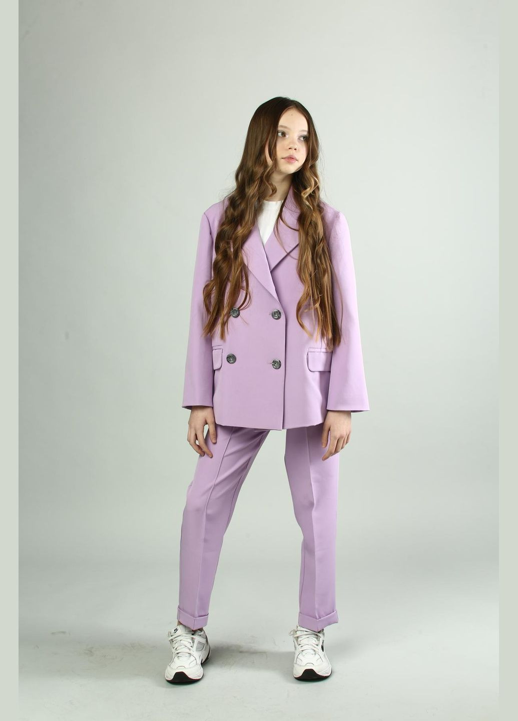 Лавандовый демисезонный костюм (пиджак, брюки) подростковый брючный IRmAS оверсайз