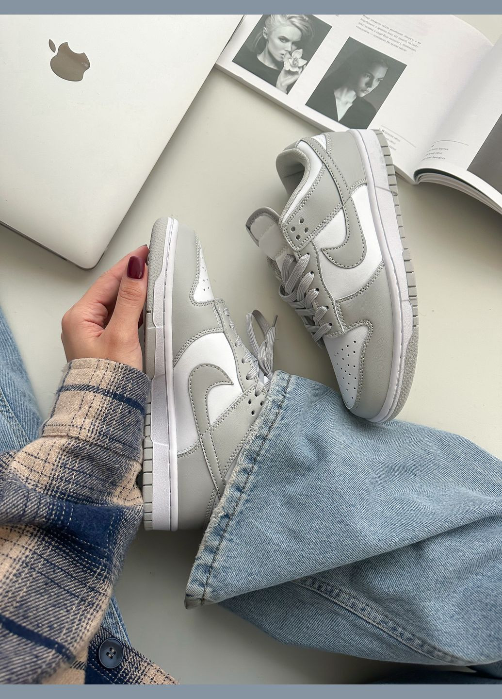 Кросівки жіночі і чоловічі Nike SB Dunk Low White Grey | Найк СБ Данк сірі No Brand сірі демісезони (347640463)