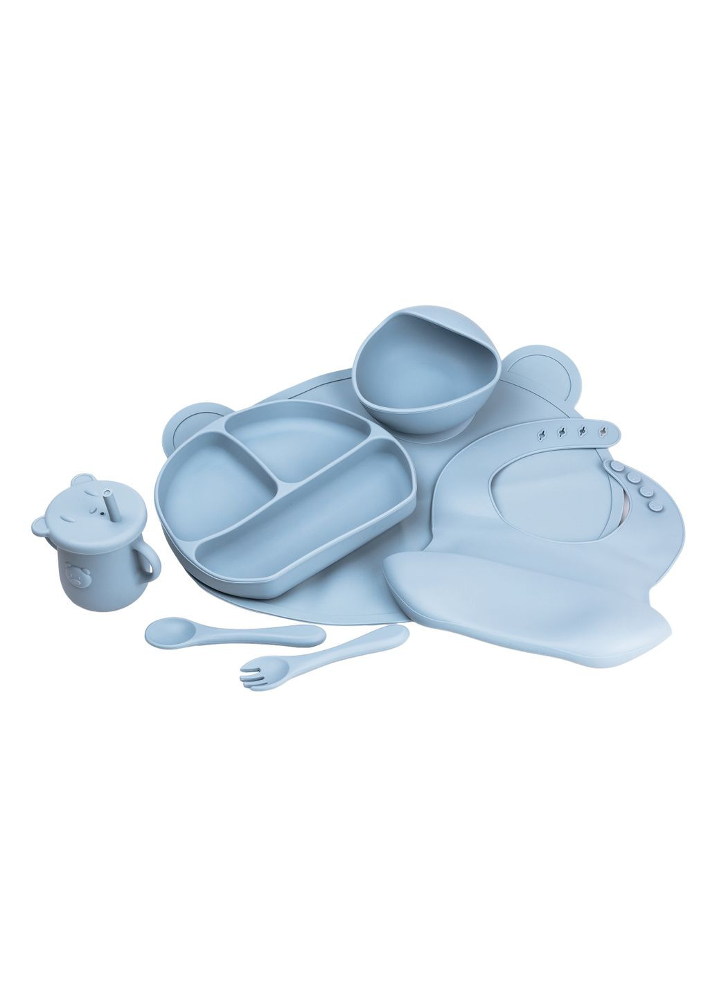 Набір силіконового посуду для дітей Ведмедик 7 предметів, TS Kitchen (328603461)