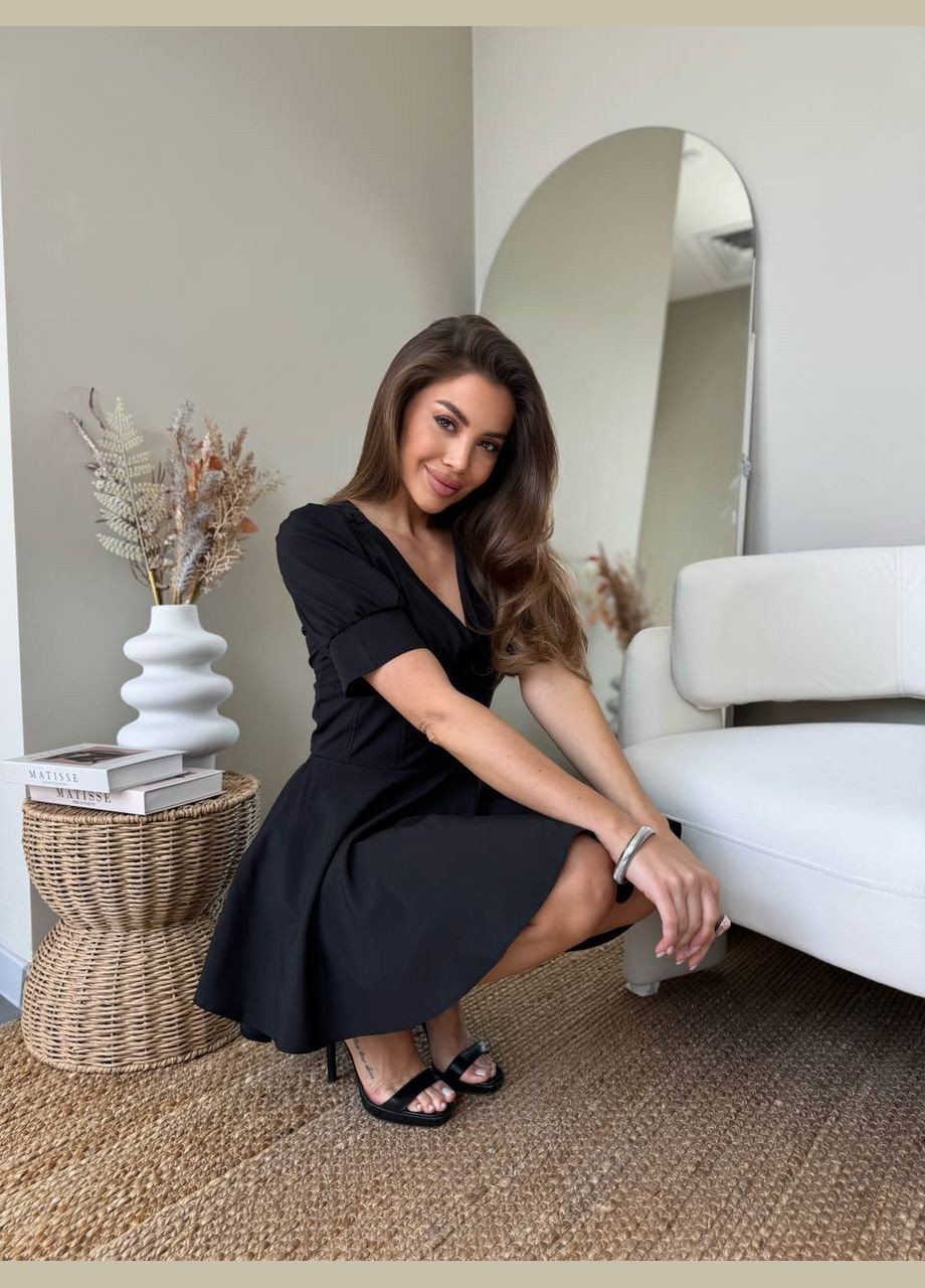 Жіночий комбінезон-сукня Україна однотонний чорний софт