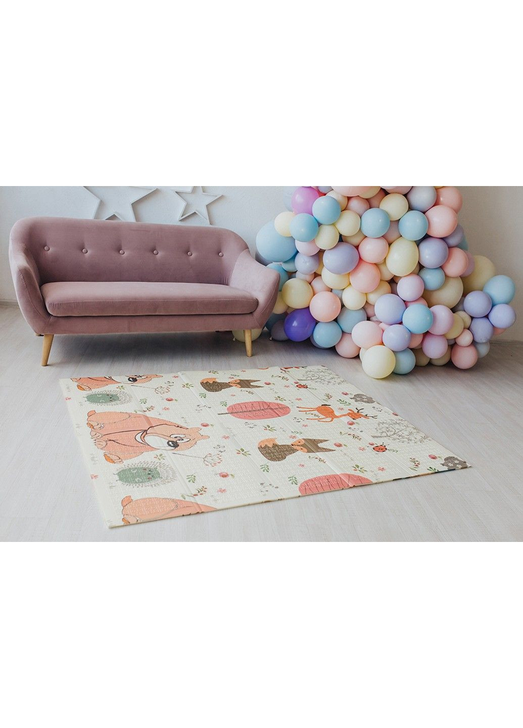 Дитячий двосторонній складний килимок 180х150 см Poppet Лісові мешканці та Добрі сусіди (2036013) No Brand (299666723)