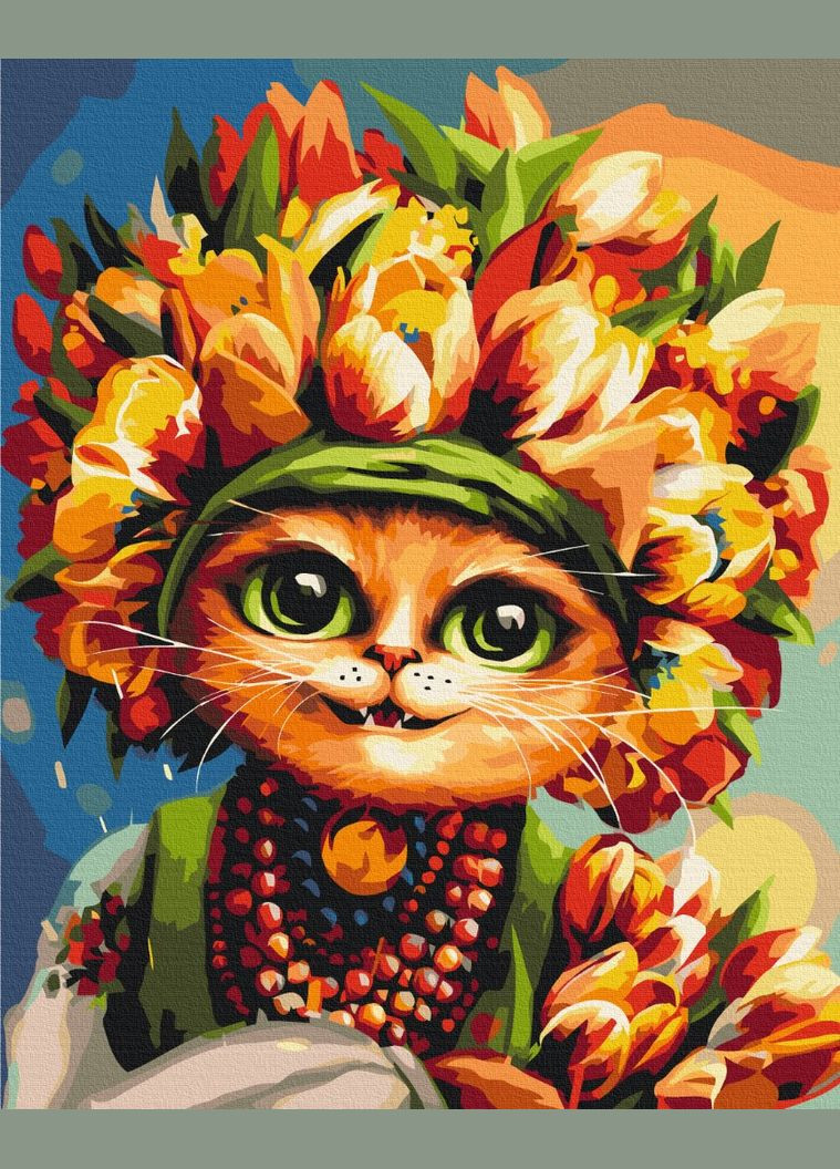 Картина за номерами патріотична Набір для розпису Весняна киця ©Маріанна Пащук Полотно на підрамнику 40x50 BS53572 Brushme (308987790)