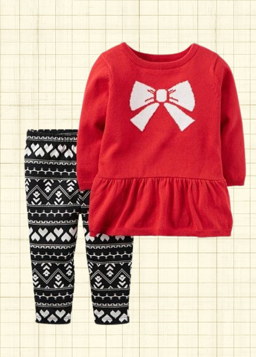 Червоний зимній комплект (туніка, лосини) Carter's