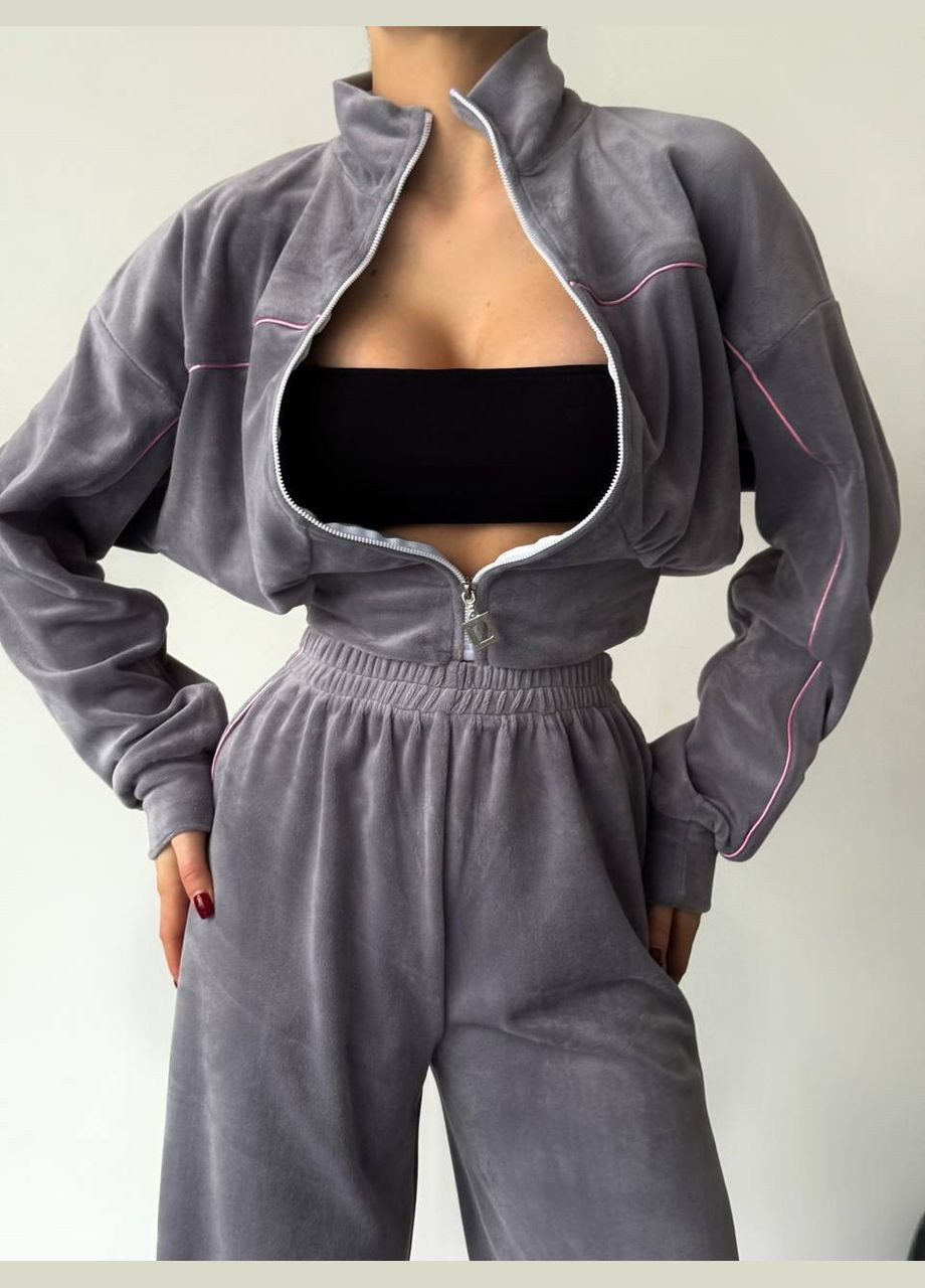 Жіночий спортивний костюм укорочений бомбер та штани вільного крою MonCher (334256858)