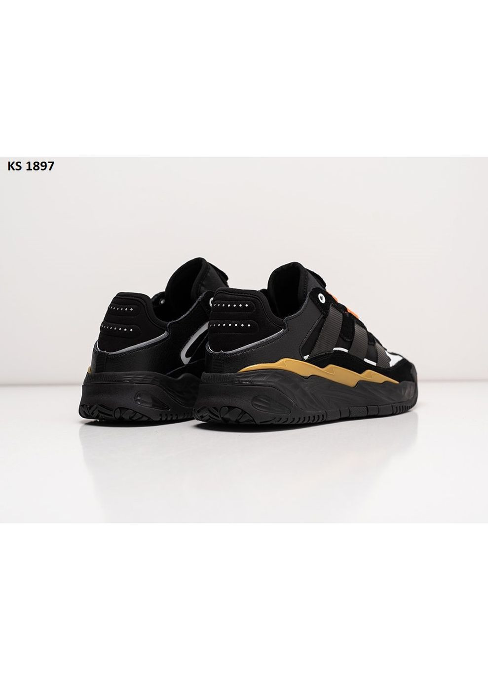 Чорні Осінні кросівки чоловічі adidas niteball black orange адідас найтбол No Brand