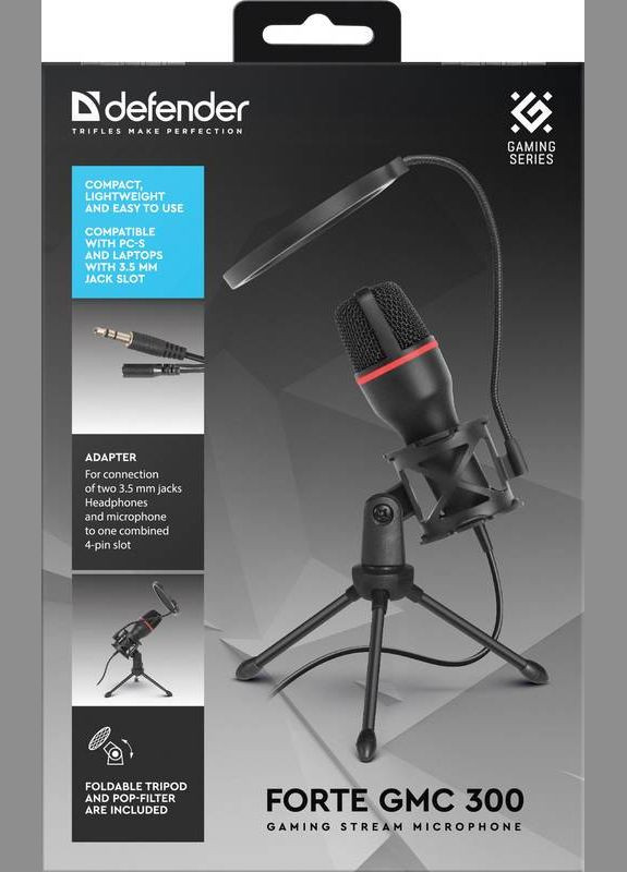Ігровий стрім мікрофон Forte GMC 300 3,5 мм, 1.5 м Defender (322336833)