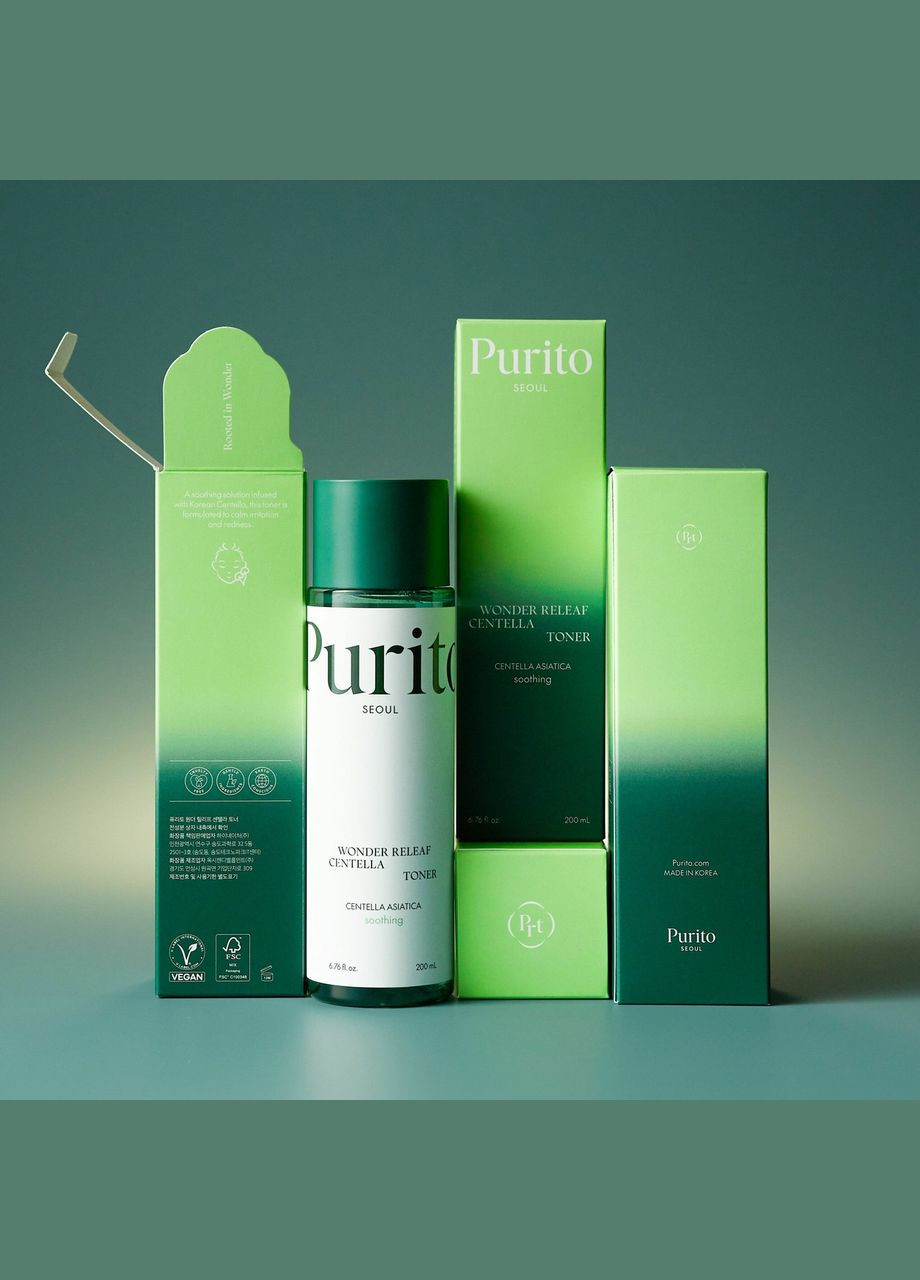 Заспокійливий тонер з центеллою Seoul Wonder Releaf Centella Toner, 200 ml PURITO (316131698)