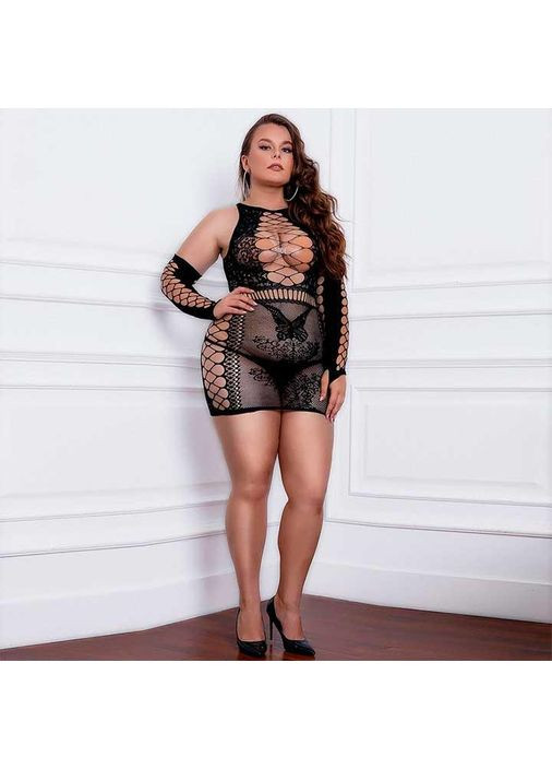 Черный демисезонный мини-платье с нарукавниками m-xl черный No Brand