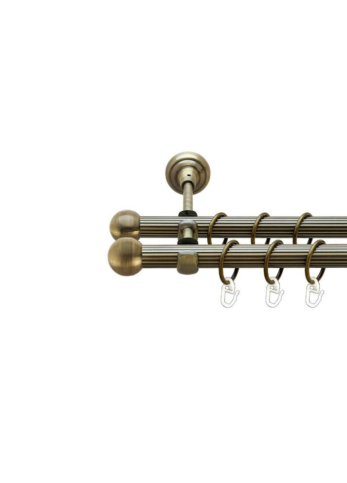 Карниз Куля Болонь металевий дворядний відкритий рифлена труба Антик 19\19 мм 300 см (00-00022104) ORVIT (300691553)