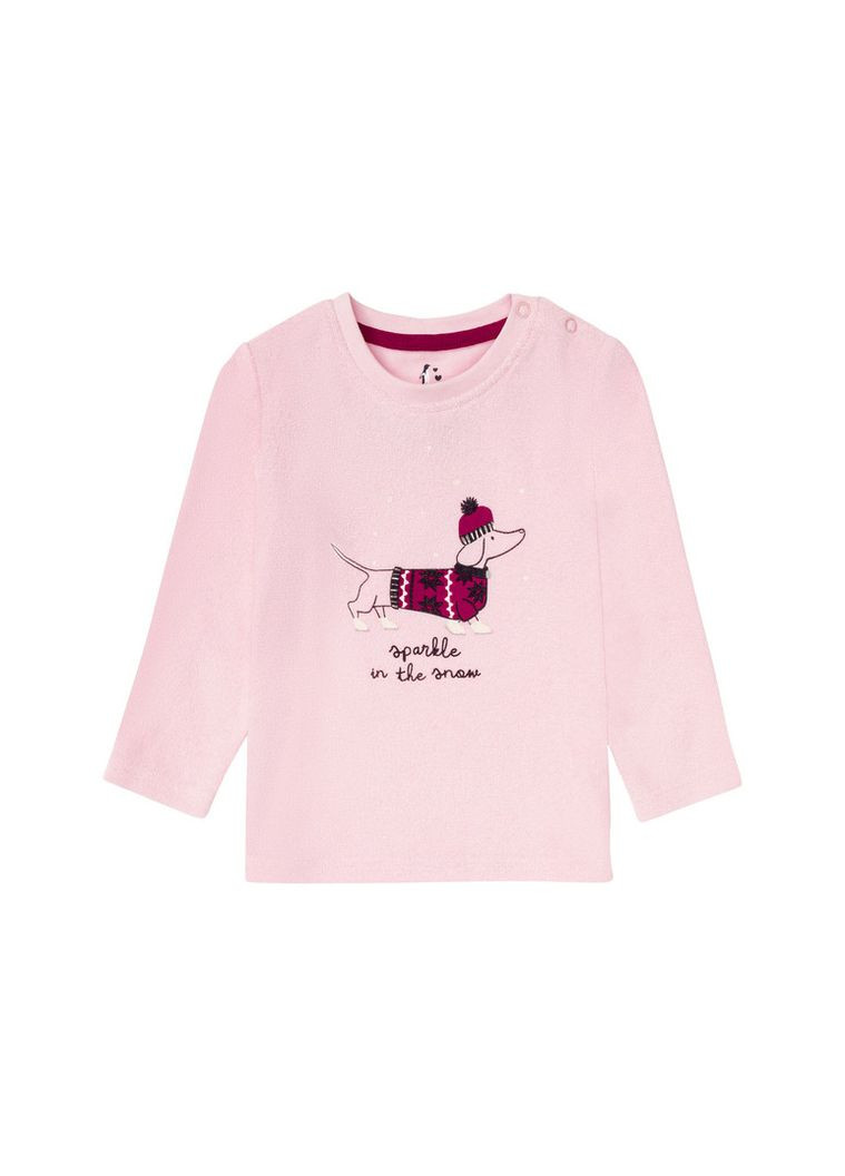 Рожева всесезон піжама махрова для дівчинки лонгслив + брюки Lupilu