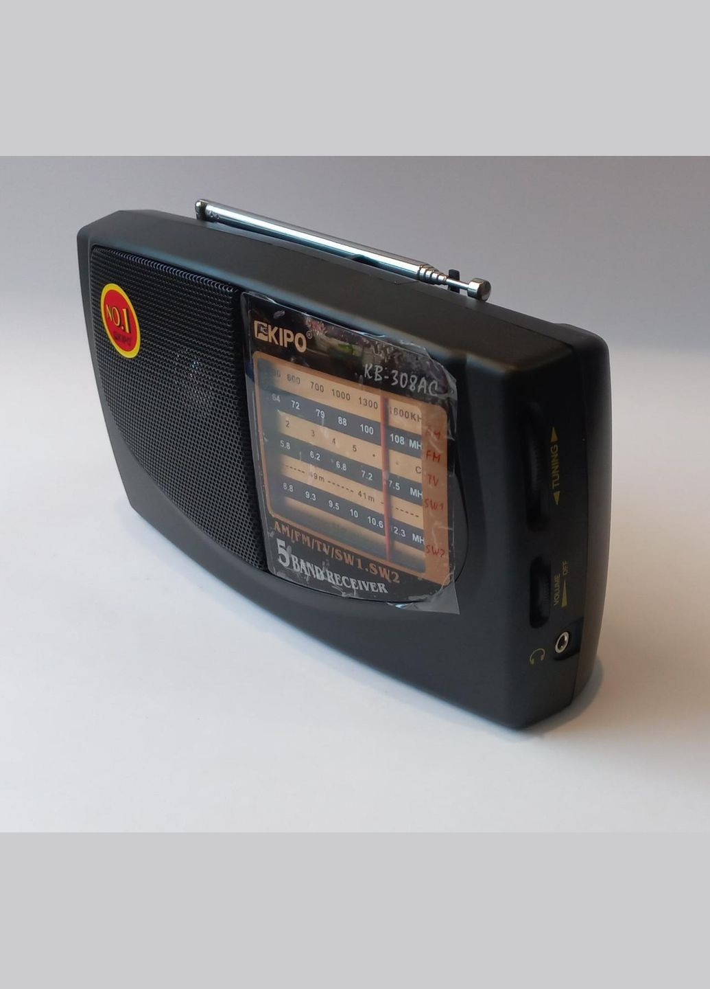 Автономний радіо приймач 5-хвильовий Чорний 308 Kipo (300079314)