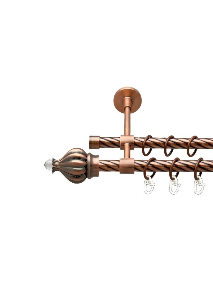 Карниз Таджа-Кристалл металлический двухрядный закрытая скрученная труба Медь 16\16 мм 300 см (00-00025362) ORVIT (300846726)