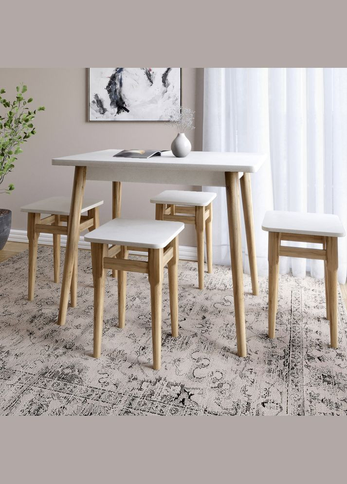 Стол и 4 табурета обеденный комплект для кухни Майами-2 кромка ПВХ 0,45 мм (-041242) Lion (317271302)