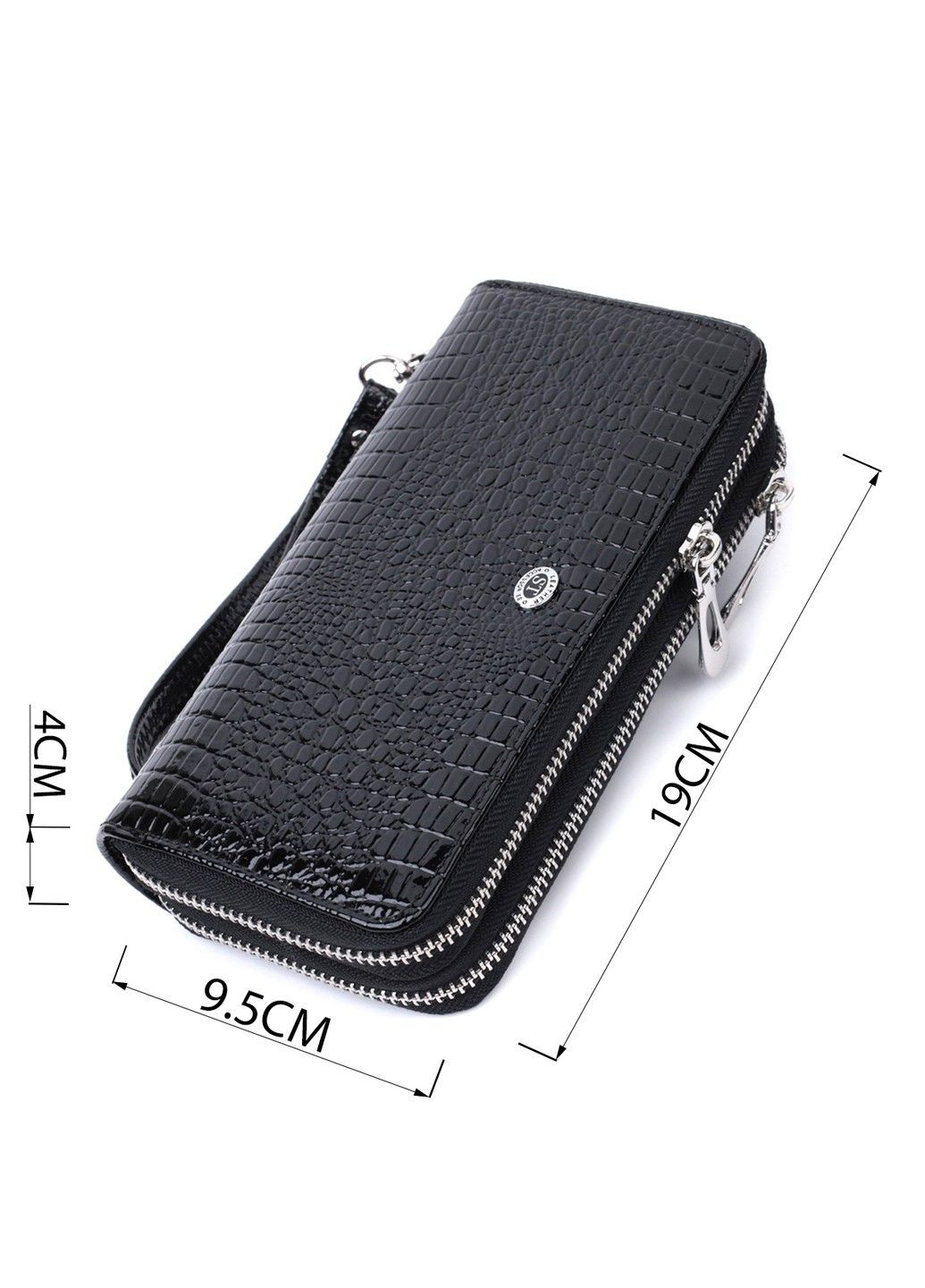 Стильный фактурный клатч на два отделения из лакированной натуральной кожи 22693 Черный st leather (297993024)