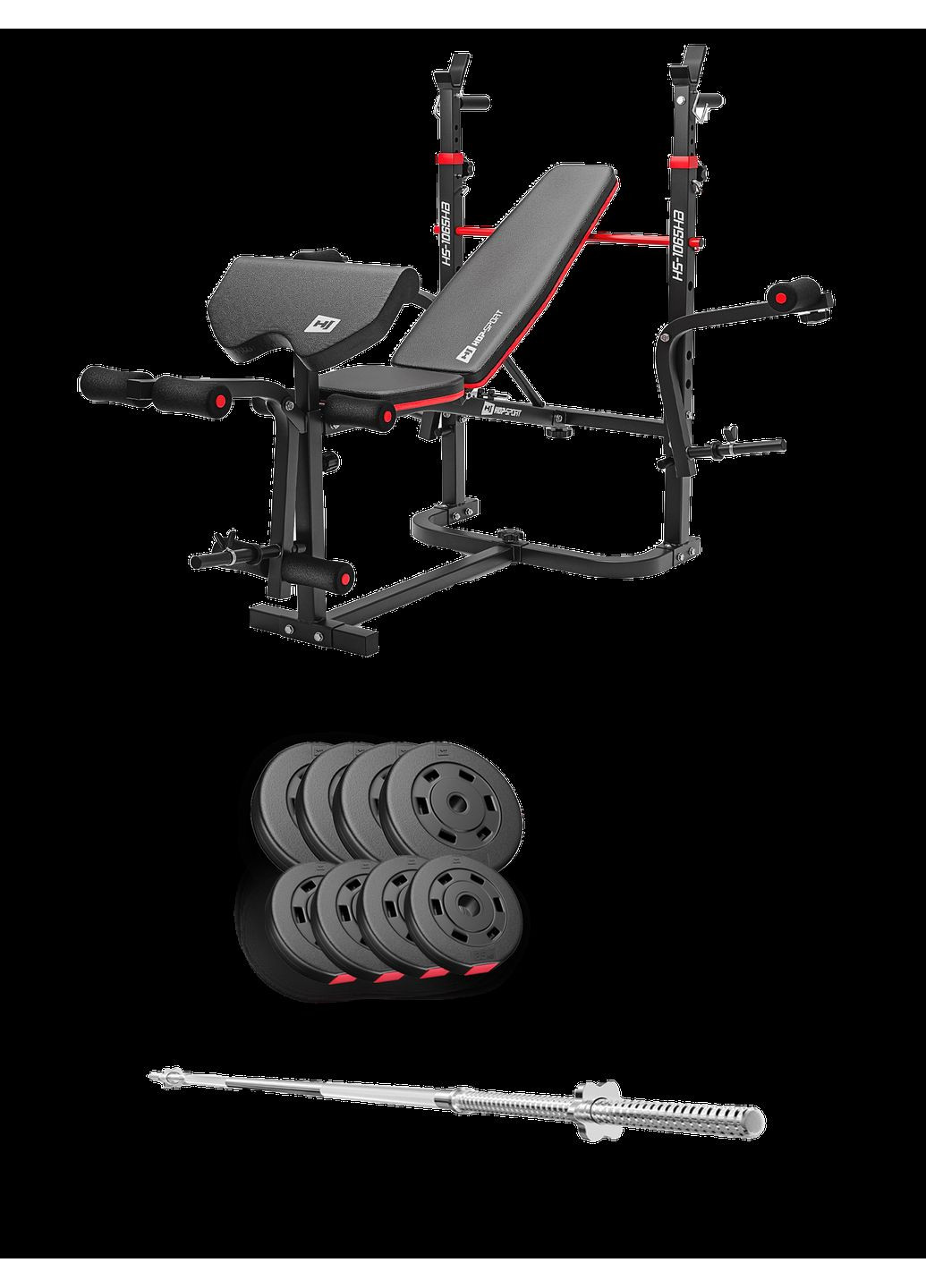 Набір Premium 39кг з лавою HS-1065HB Pro та штангою Hop-Sport (304267006)