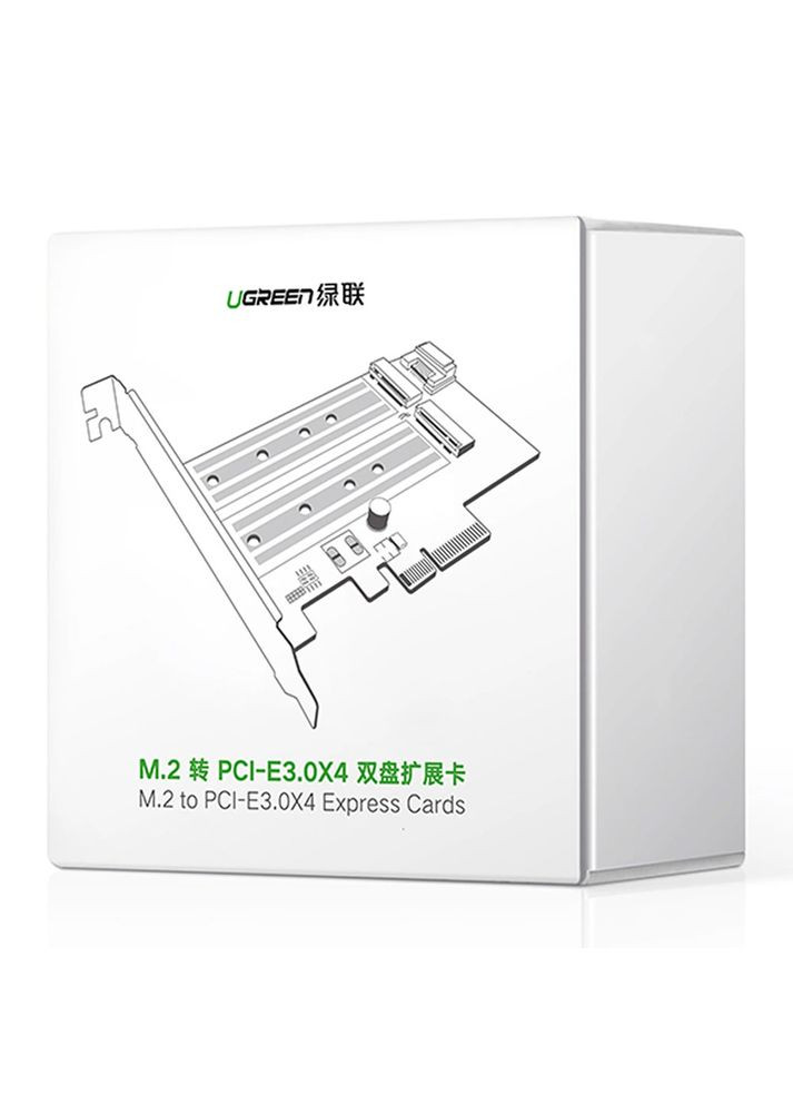 PCI-E 3.0 контроллер для SSD M.2 NVMe + M.2 NGFF CM302 Ugreen (360393412)
